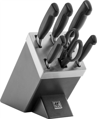 Série quatre étoiles Zwilling - ensemble de couteaux - bloc auto-affûtant - 7 pièces - gris