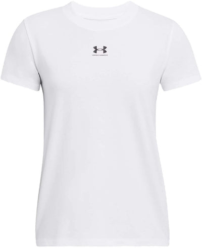 Under armour ua rival core ss-wht chemise de sport femme - blanc - noir