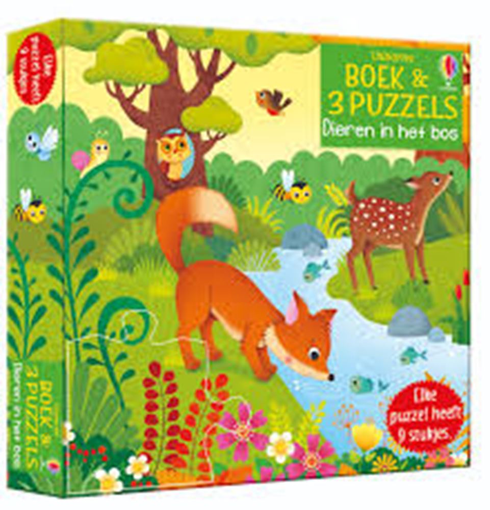 Livre avec 3 puzzles, animaux de la forêt 3+