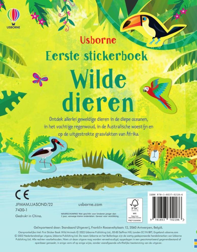 Premier livre d'autocollants : les animaux sauvages. 4+