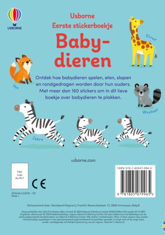 Livre d'autocollants : bébés animaux. 3+