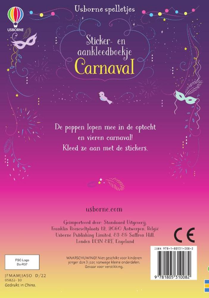 Autocollant de carnaval et livret d'habillage.