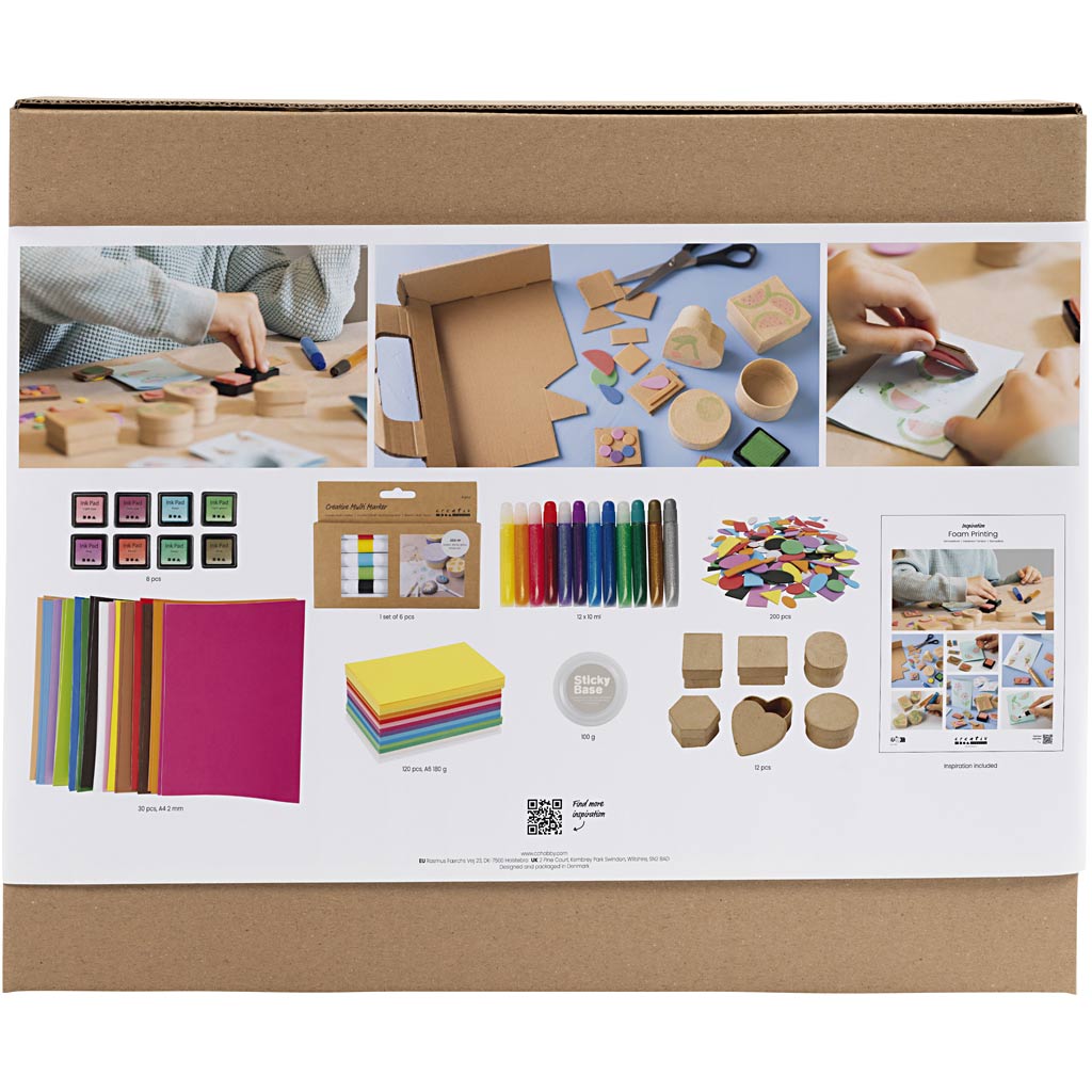 Creativ company group set d'impressions en mousse, cartes et boîtes, 1 boîte