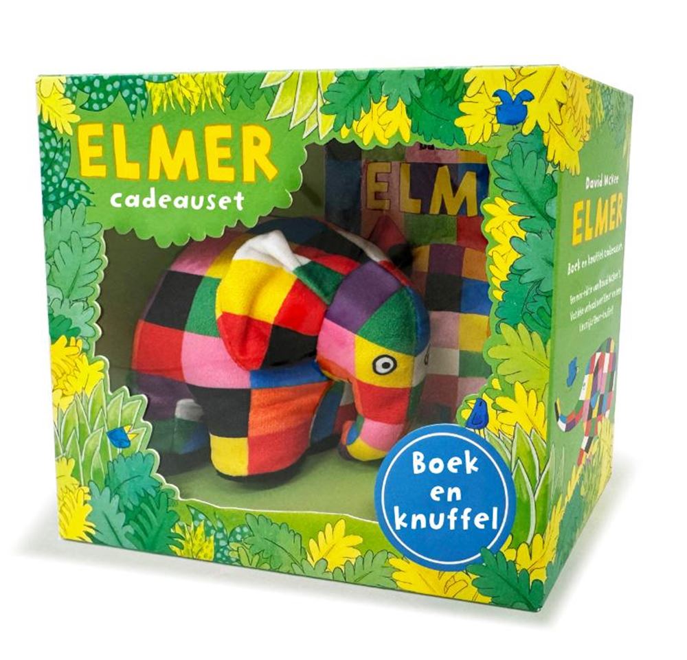 Coffret cadeau livre et peluche Elmer. 3+