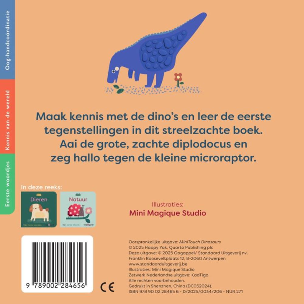 Livre tactile : frottez, ressentez : dinosaures 2+