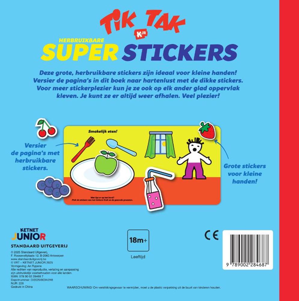 Livre cartonné : tic tac : super autocollants 1+