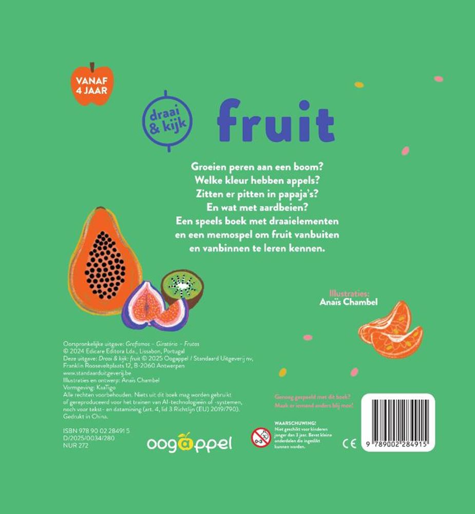 Livre cartonné : tournez et regardez les fruits 4+
