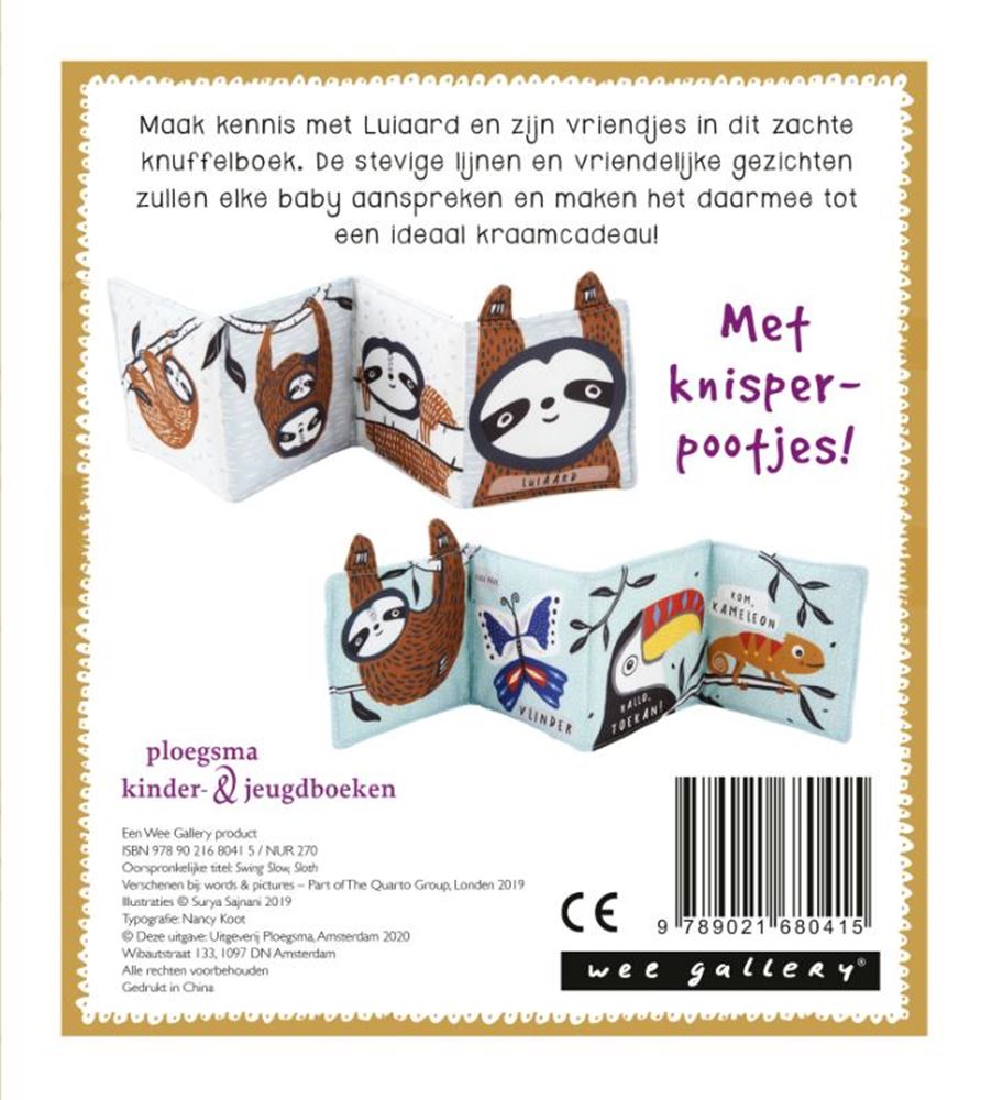 Wee Gallery tissu câlin livre paresseux
