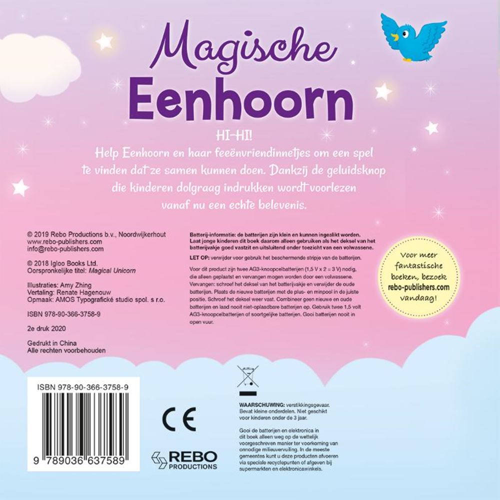 Licorne magique des éditeurs Rebo avec bouton sonore