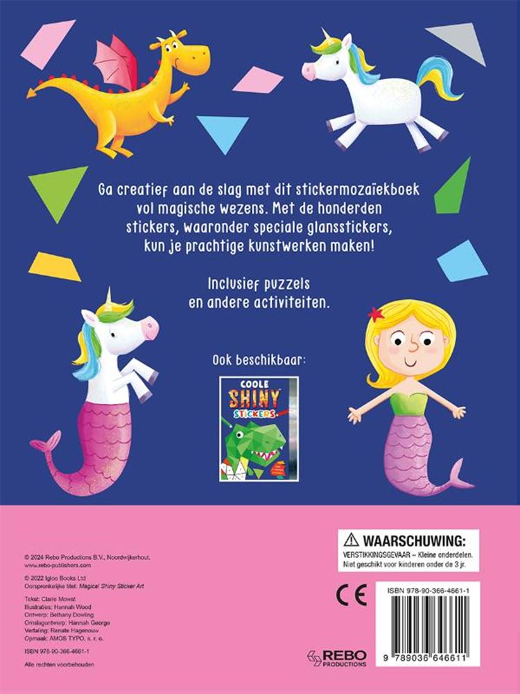 Cool Shiny Stickers Sticker Book Magical Creatures, 12 mosaïques