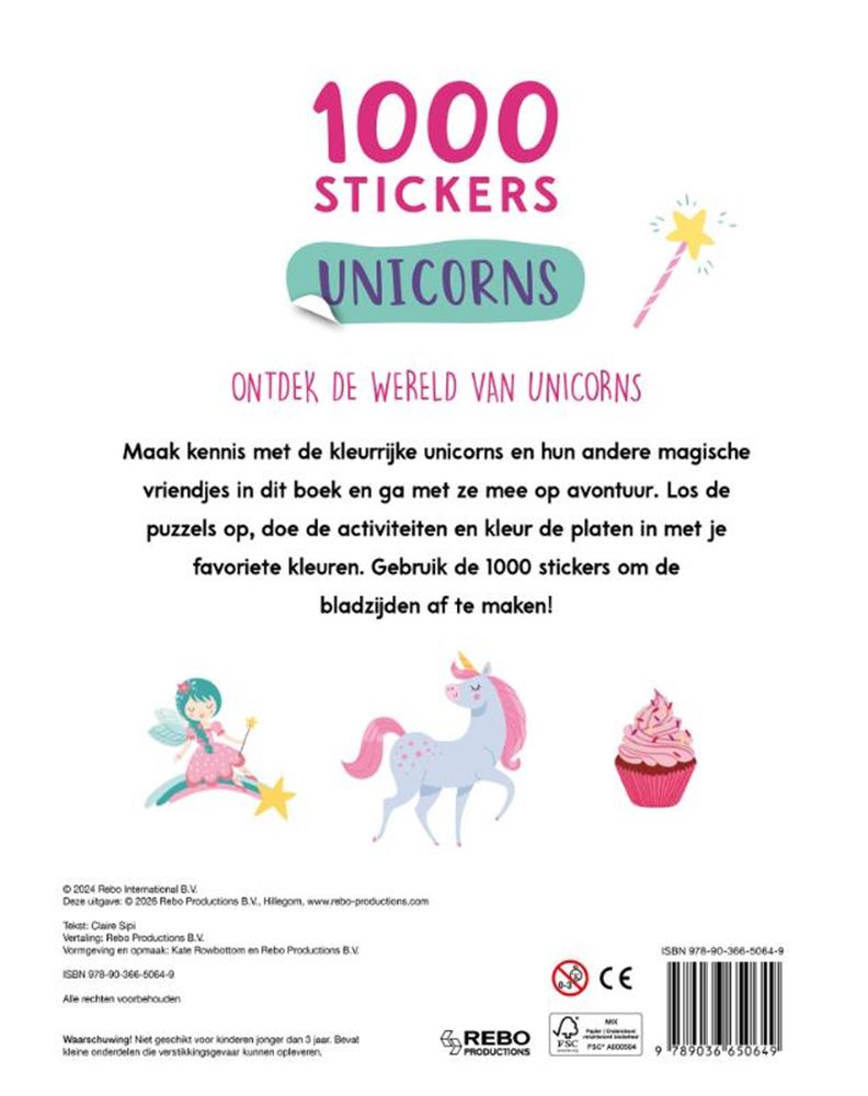 Rebo éditeurs livre d'activités licornes - 1000 autocollants