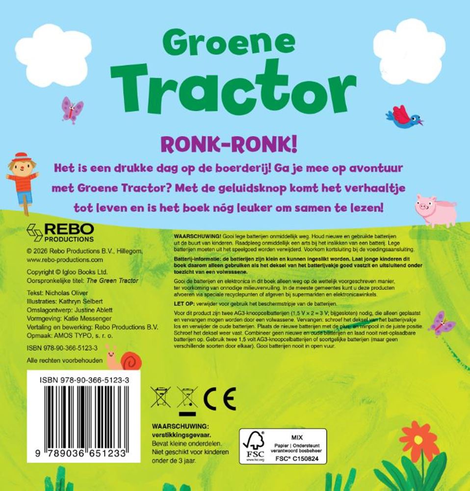 Rebo éditeurs tracteur vert - livre sonore