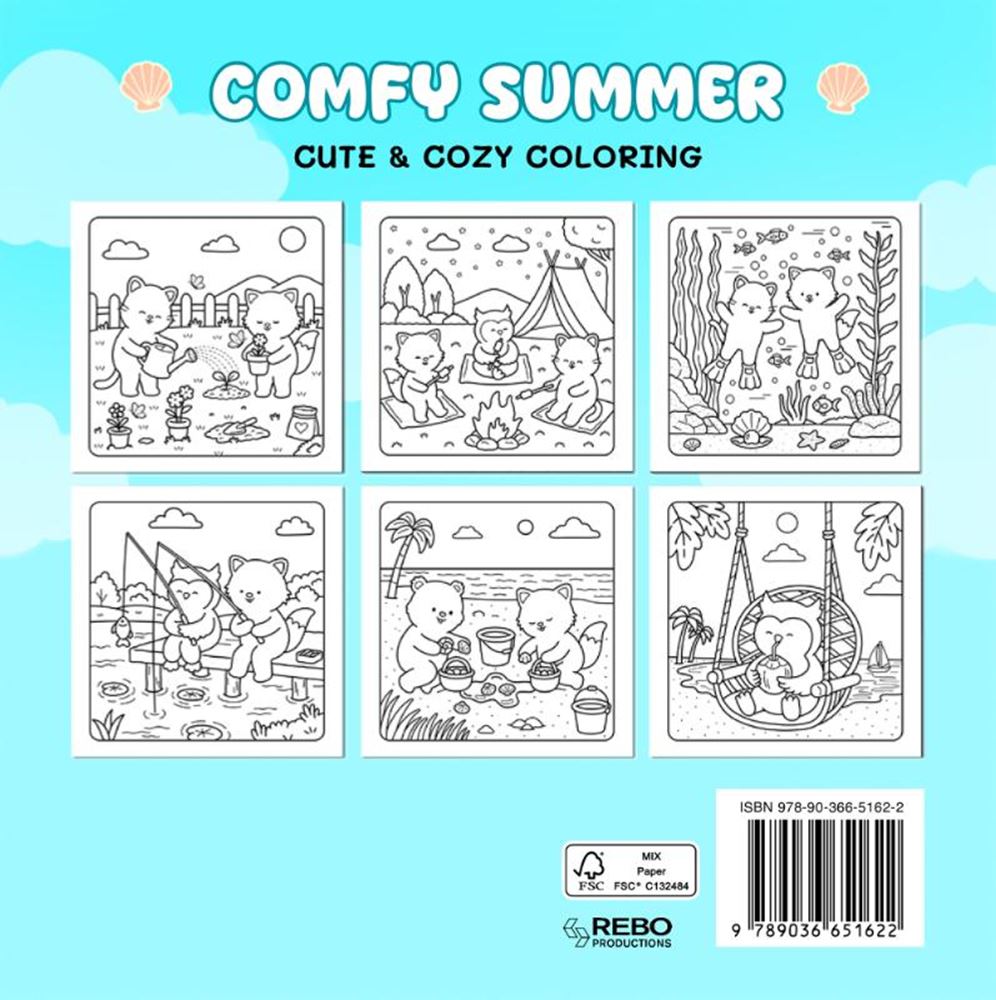 Rebo Publishers Cozy Summer - joli livre de coloriage confortable