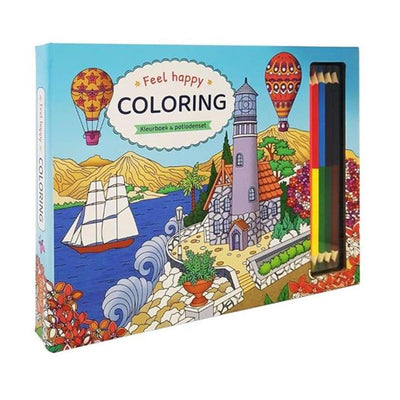 Deltas se sent heureux de colorier - livre de coloriage et ensemble de crayons