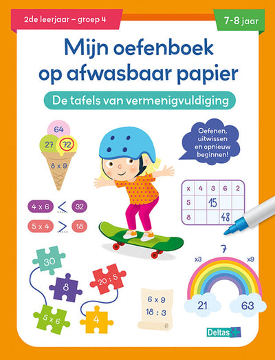 Deltas Exercice livre de livre lavable Tables de multiplication (7-8 ans)
