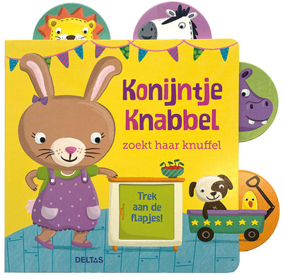 Deltas Konijntje Knabbel est à la recherche de son livre en carton de câlins