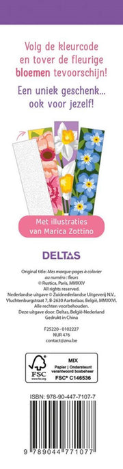 Deltas les plus beaux marque-pages à colorier couleur par numéro - fleurs - afbeelding 2