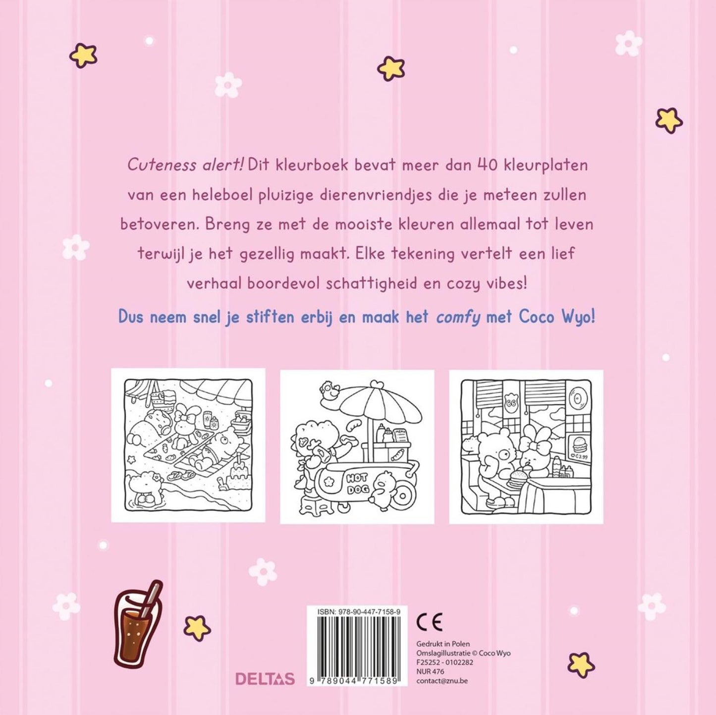Deltas Cozy Friends, joli livre de coloriage confortable, coco