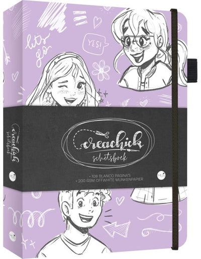 Kluitman creachick carnet de croquis lilas 21x15cm