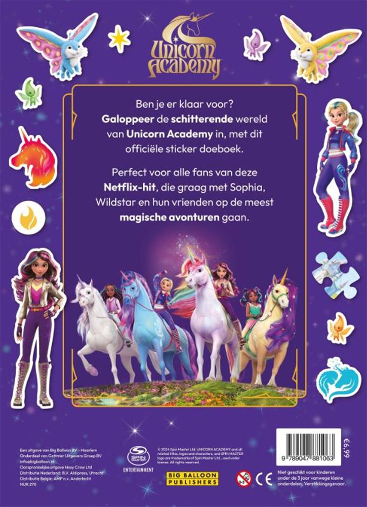 Livre Unicorn Academy Stickerboek Doeboek