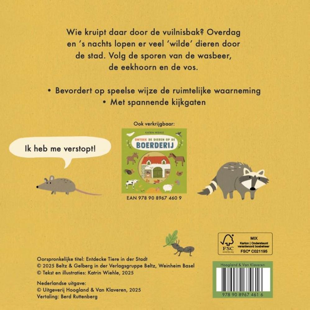 Livre cartonné : les animaux en ville 3+