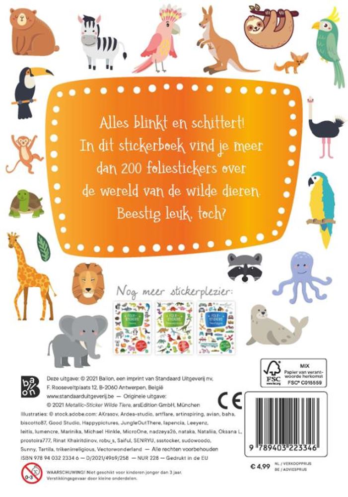 Autocollants à paillettes d'éditeur standard - animaux sauvages