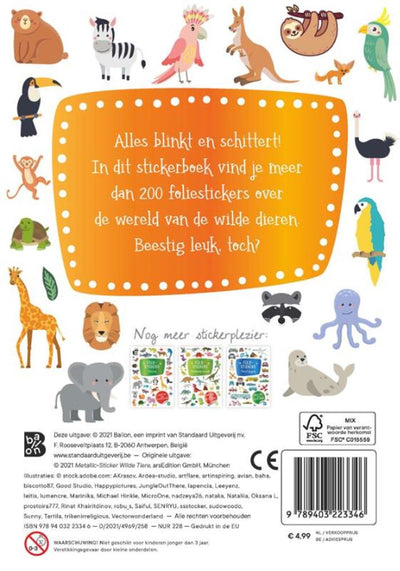 Autocollants à paillettes d'éditeur standard - animaux sauvages