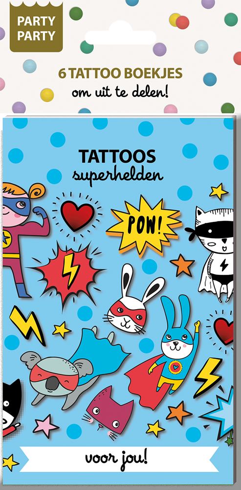 Ty par par 6 livrets de tatouage - super-héros