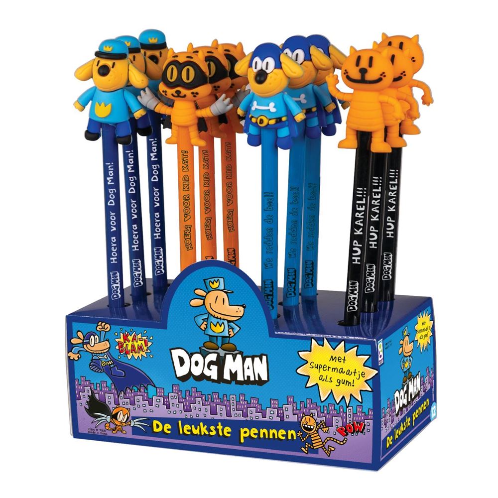 Dsp. chien homme 3d gomme + stylo. 12 pièces. 4 essieux