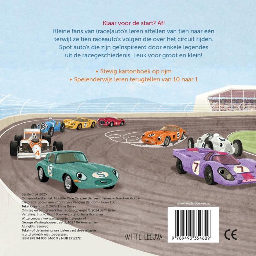 Livre cartonné : dix petites voitures de course 1+