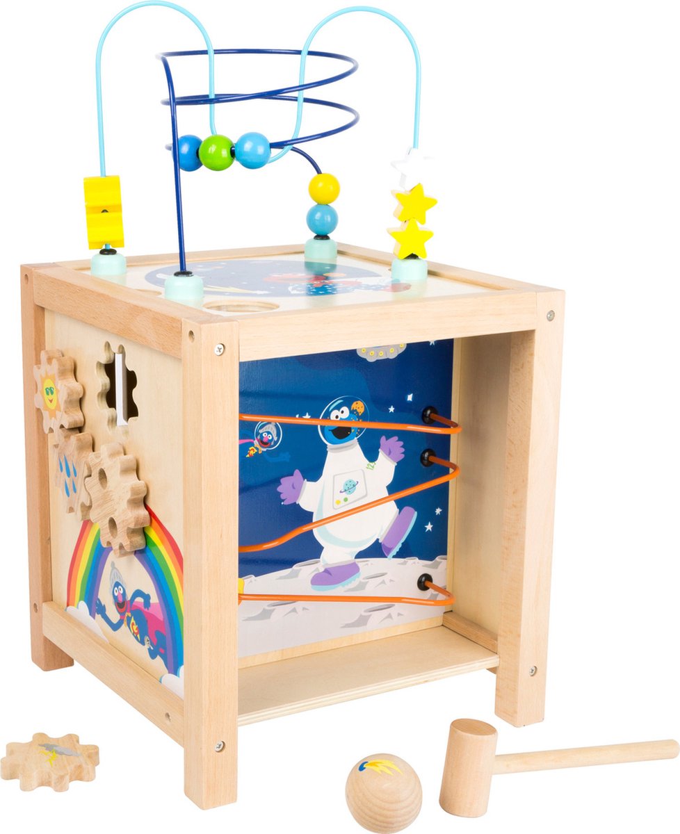 Trieur de formes en bois Small foot - cube de motricité rue sésame 27 x 27 cm - - jouets rue sésame