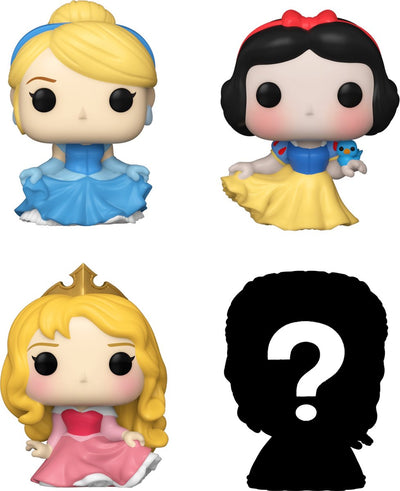 Funko bitty pop : disney princesse 4-pack série 3 - cendrillon 222 - blanche neige 339 - aurore 325 + mystère