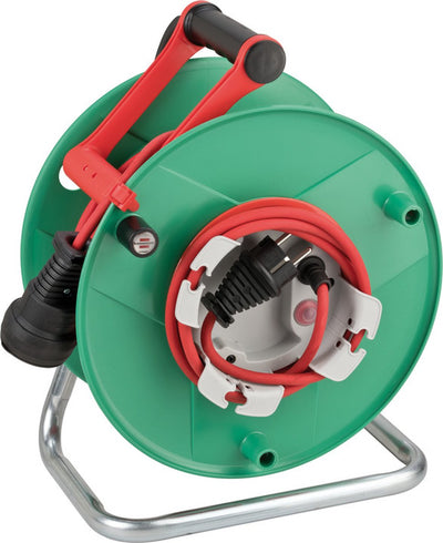 Brennerstuhl garant g bretec ip44 enrouleur de câble (enrouleur de câble extérieur pour le jardin avec câble de 38+2 m en rouge, plastique spécial, utilisation extérieure de courte durée, fabriqué en Allemagne)