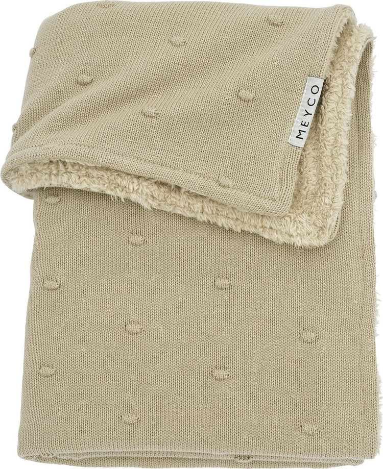 Couverture de berceau en peluche Meyco baby mini noeuds - sable - 75x100cm - 2,0 tog
