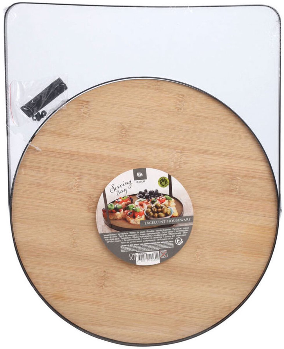 Métal de bambou de plateau de service, 35 cm