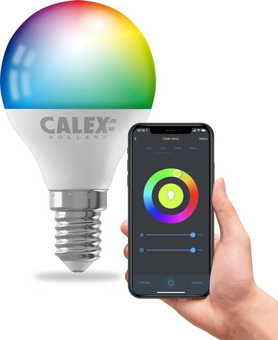 Lampe intelligente Calex - éclairage LED wifi - e14 - source de lumière intelligente - dimmable - lumière RVB et blanc chaud - 4,9w