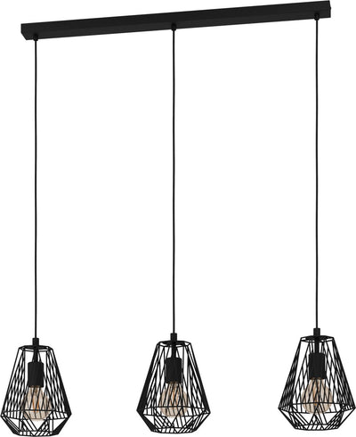 Lampe à suspension style Eglo - e27 - 96 cm - noire