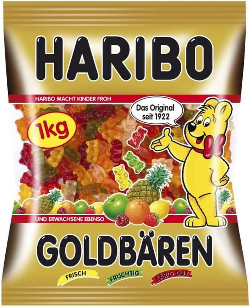 Oursons d'or Haribo - bonbons aux saveurs de fruits - sachet de 1kg