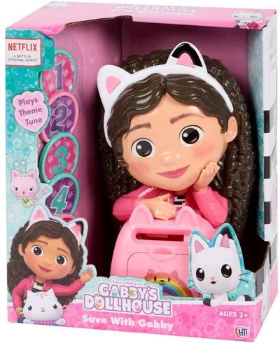Tirelire pour maison de poupée Bluey Gabby avec son - y compris des pièces en plastique - apprendre à épargner pour les enfants