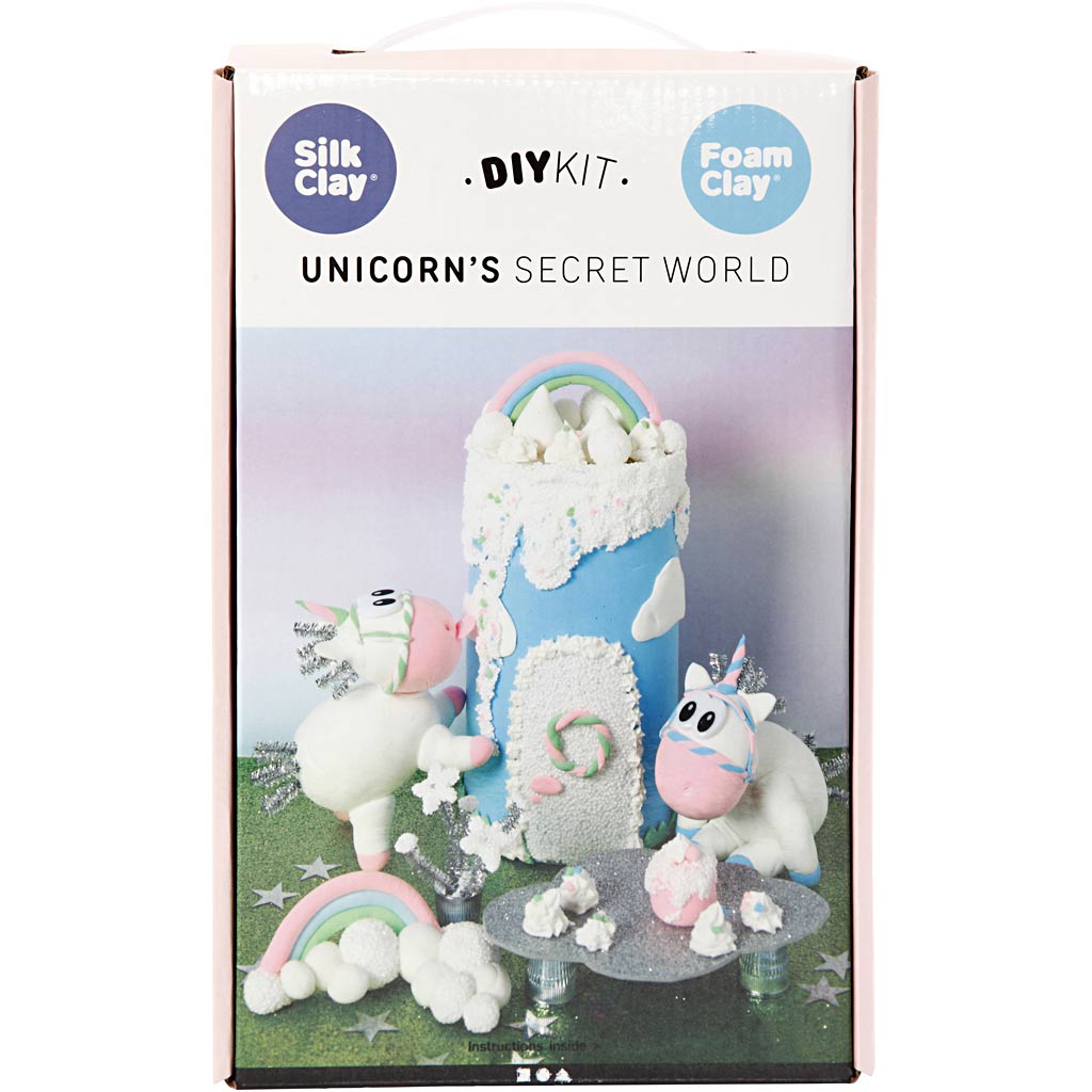 Monde de rêve de licorne en argile de soie, 1 set