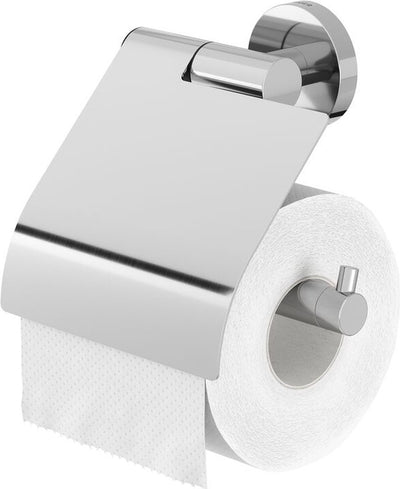 Tiger Boston - porte-rouleau de papier toilette avec rabat - porte-rouleau de papier toilette - sans perçage - perçage ni collage - acier inoxydable poli