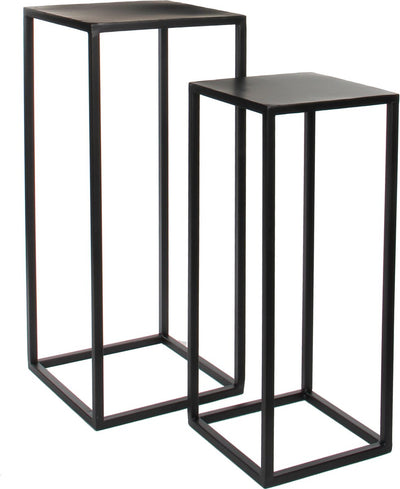 Mica decorations tables d'appoint goa - 2 pièces - métal - noir - 70 cm - table à plantes porte-plantes - accessoires pour la maison