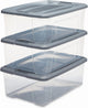 Boîte de rangement Iris new topbox - 30l - plastique - gris argenté transparent - lot de 3