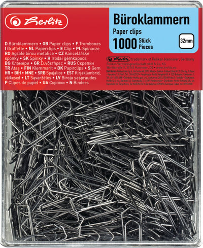 Trombones Herlitz - galvanisés - 32 mm - 1 000 pièces