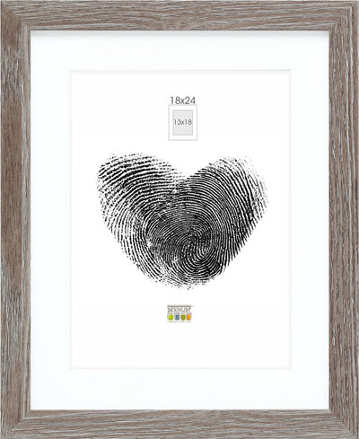 Cadre photo Deknudt frames - gris avec passe-partout - 13x18 18x24 cm