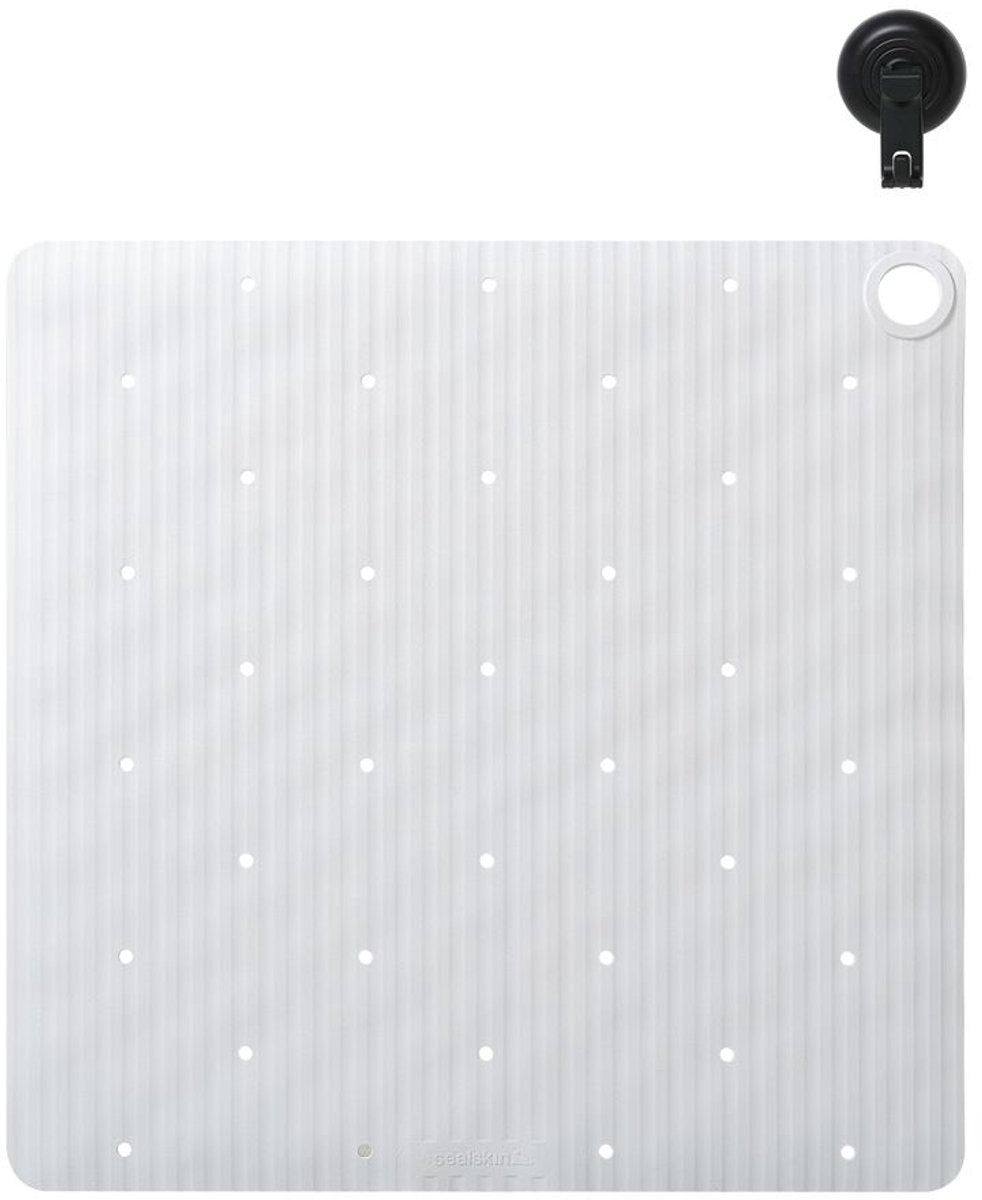 Sealskin Ribb - tapis de douche antidérapant 55x55 cm - blanc - avec crochet noir