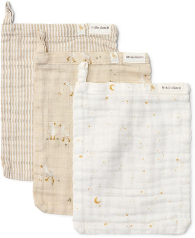 Petit ensemble de débarbouillettes hollandaises - beige - naturels nouveau-nés - petite oie