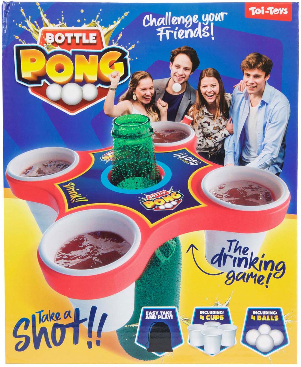 Toi-Toys Party Game Pong Hero avec 4 balles et 4 tasses