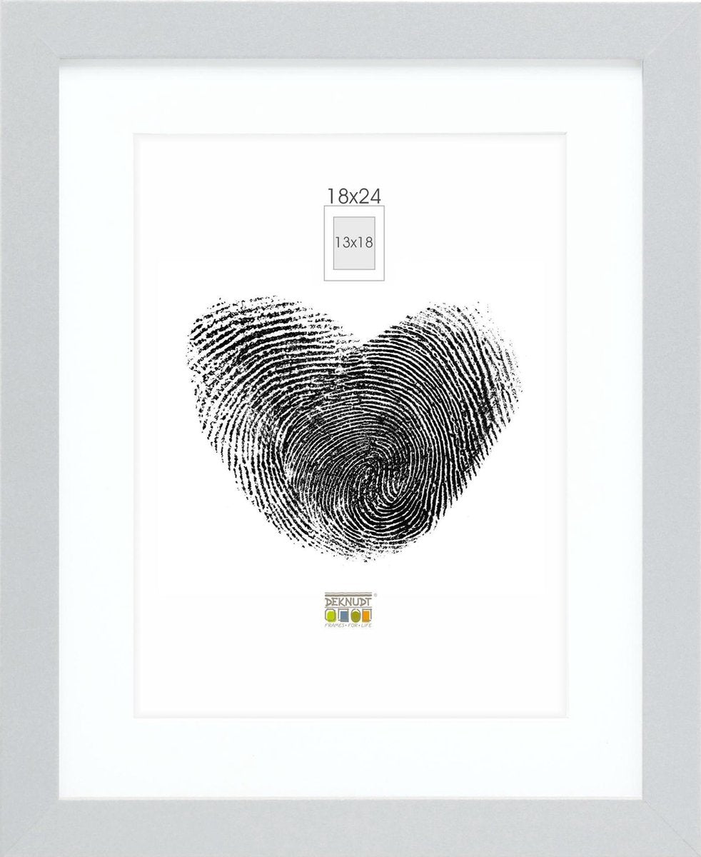 Cadre photo Deknudt frames - argent avec passe-partout - 13x18 18x24 cm