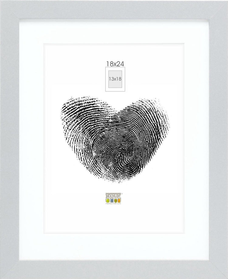 Cadre photo Deknudt frames - argent avec passe-partout - 13x18 18x24 cm